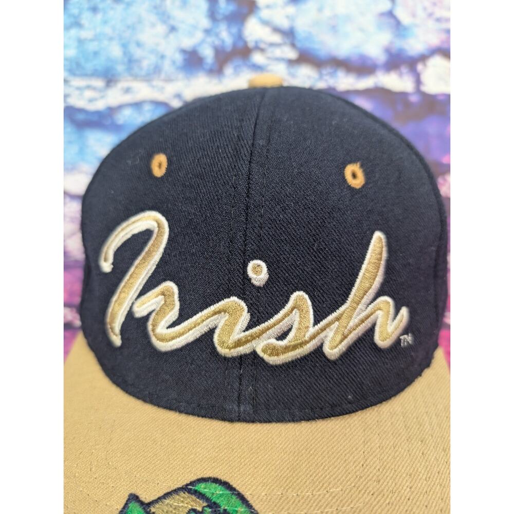 VtgNotre Dame Fighting Irish Snapback Hat Script Starter Brim Logo 100% Wool - Picture 2 of 12